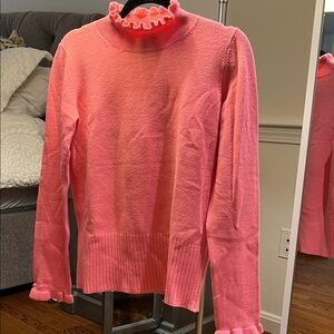 French Connection Hot Pink Ruffled Neck Sweater